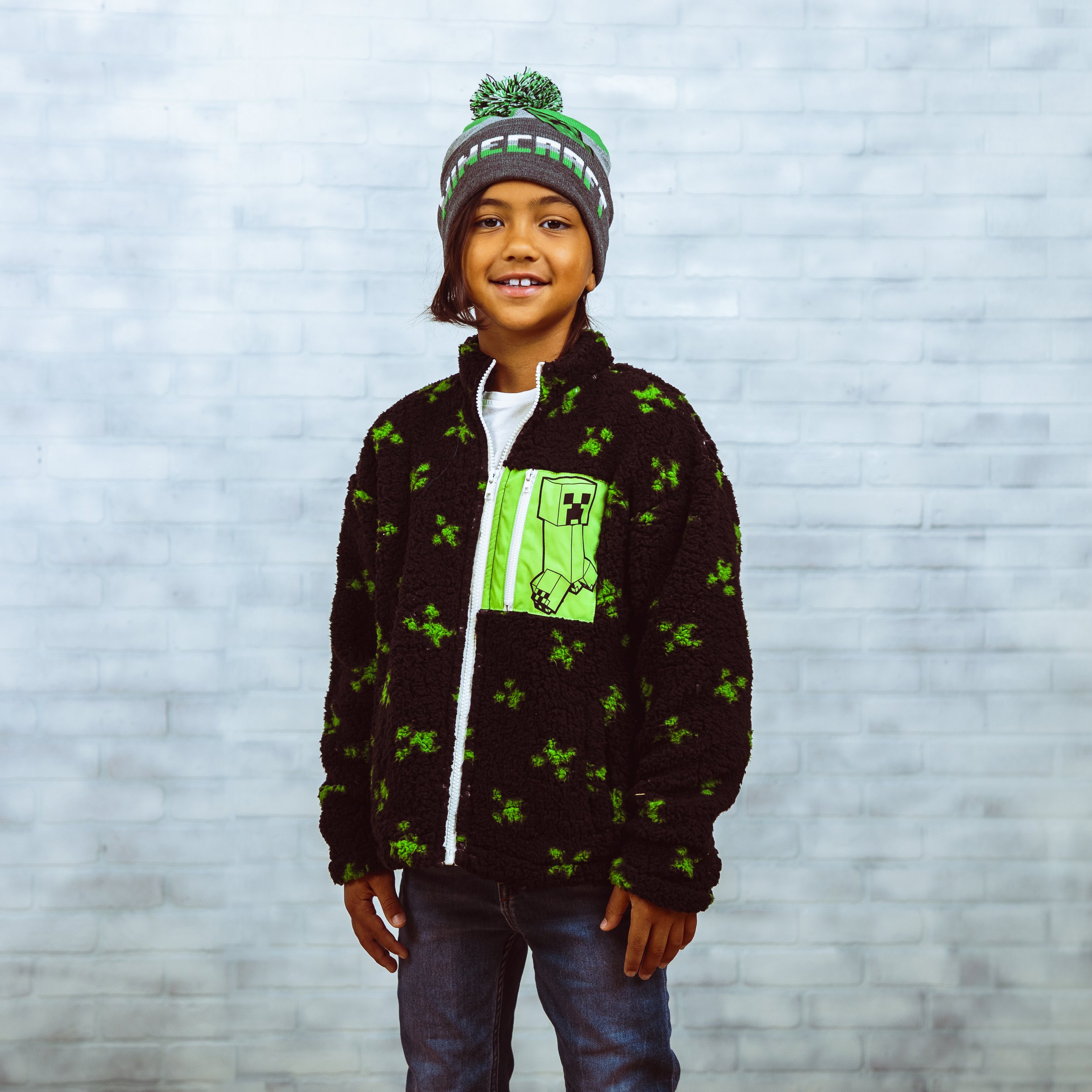 Boy with Minecraft outfit