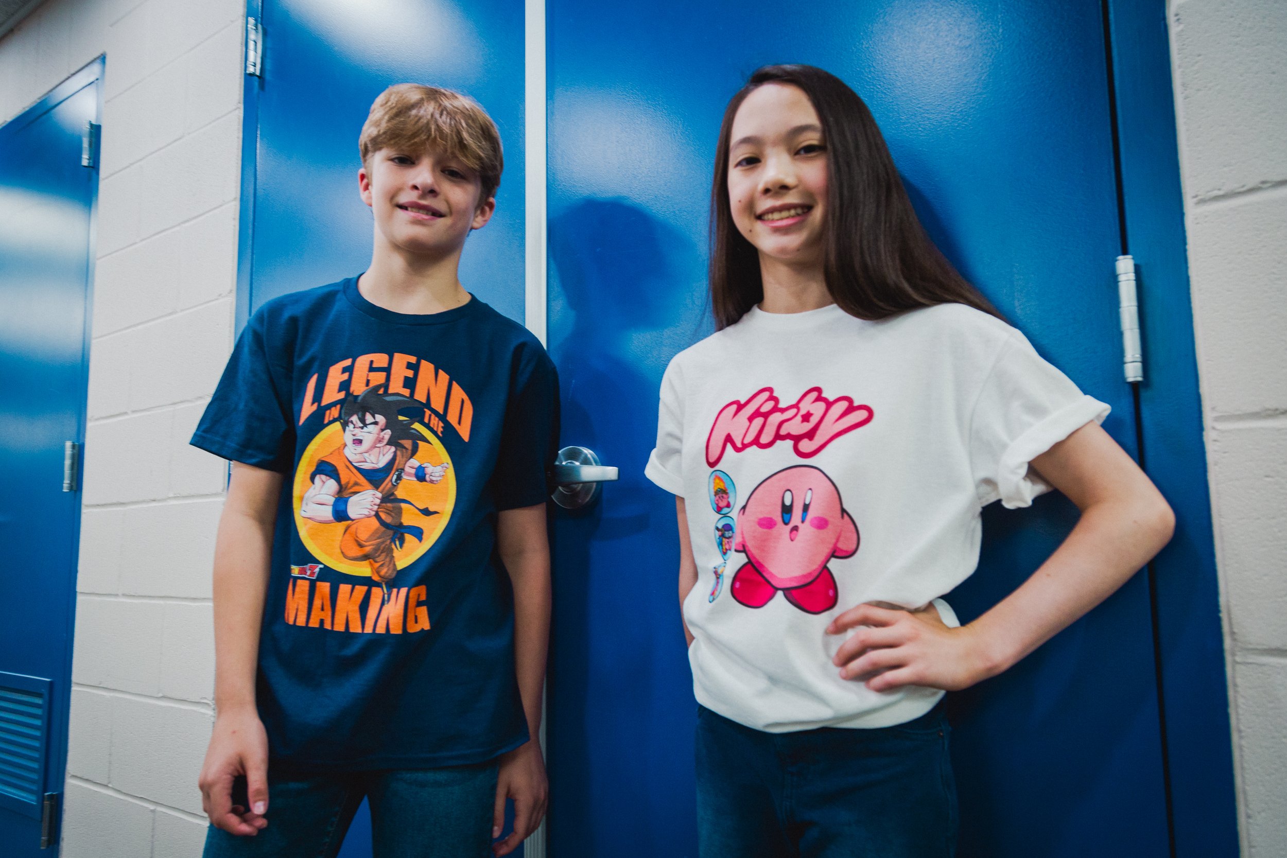 Kids wearing licensed shirts